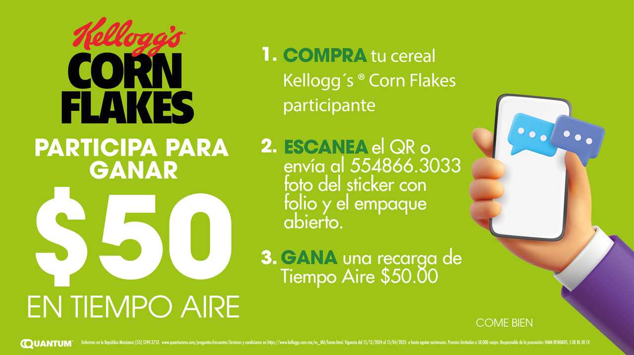 Kellogg's® Corn Flakes te regala tiempo aire